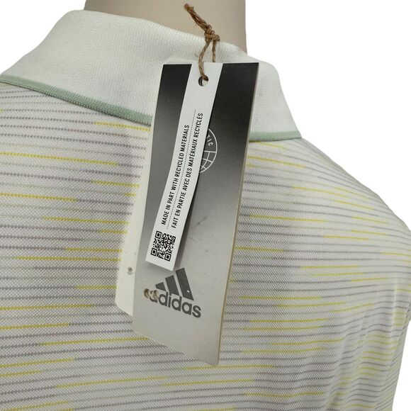 Adidas Golf Polo Shirt Women's Large White Yellow Short Sleeve Novelty HS6663 - Picture 14 of 16